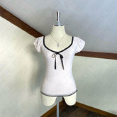 Bxoxo Kawaii Cute Solid Color Women's Crop Tops vintage Chic Fashion All-match Casual High-end Harajuku Streetwear Y2K Women Crop Tops